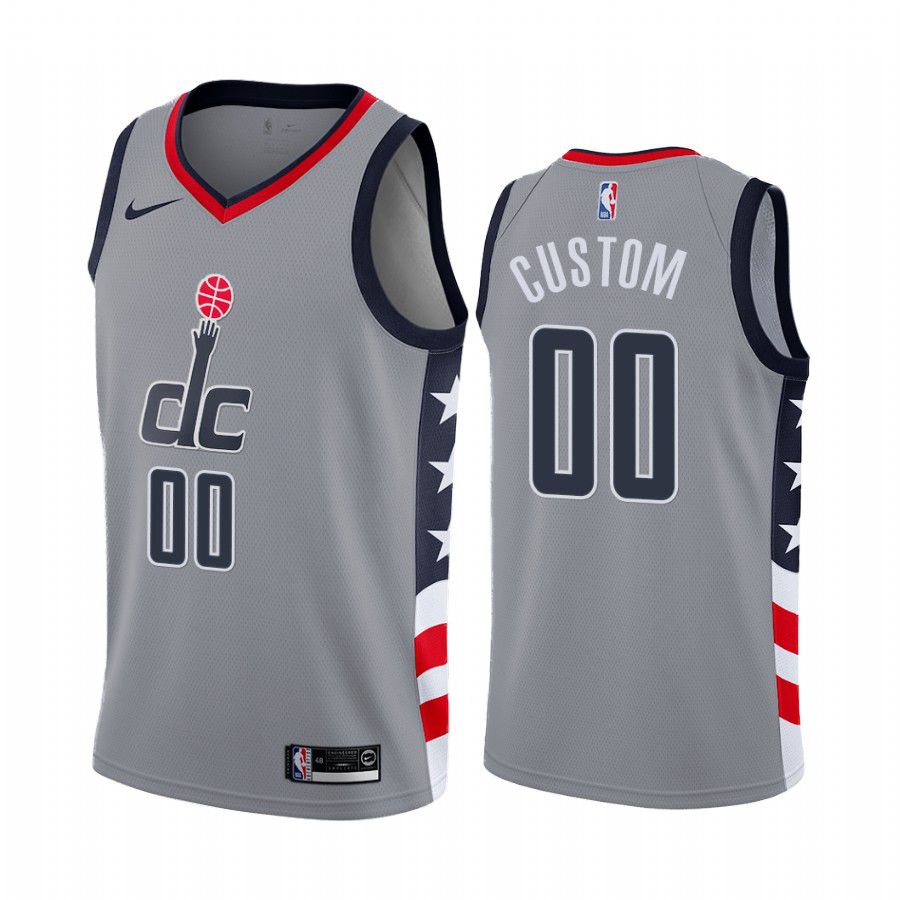 Men Washington Wizards 00 custom gray city edition 2020 nba jersey